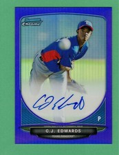 2013 BOWMAN CHROME C.J. EDWARDS AUTO PURPLE REFRACTOR PARALLEL 6/10 RANGERS