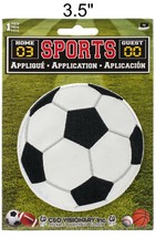 SOCCER BALL 3.5 INCH IRON-ON EMBROIDERED PATCHES SPORTS DECORATIVE APPLIQUE
