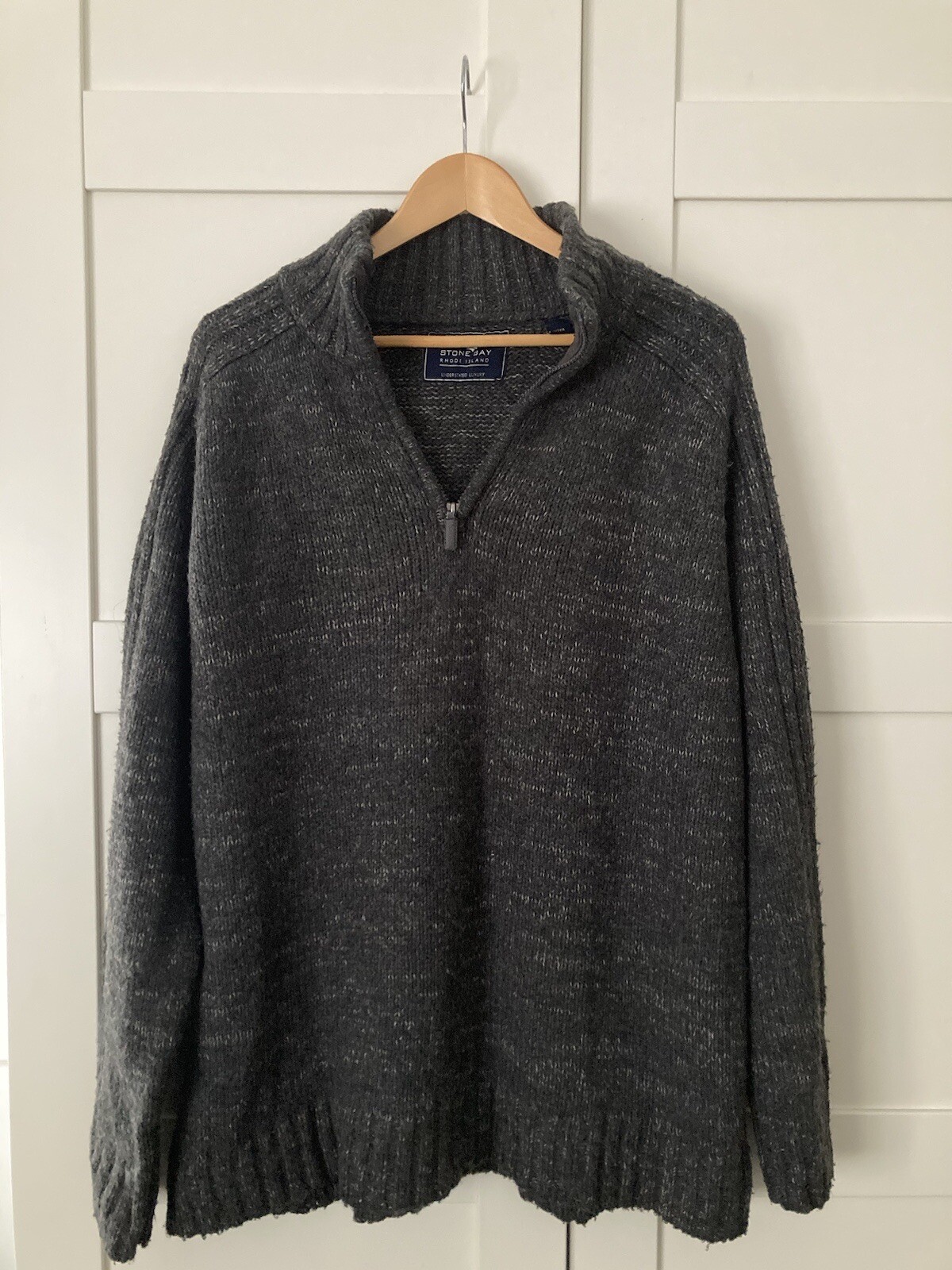 Stone Bay Men’s Wool/acrylic Chunky Knit Jumper Sweater 1/4 Zip Neck XL