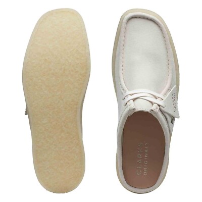 Clarks Originals Neu mit Karton Herren Pantoletten WALLABEE CUP LO Off-White Wildleder UK 10 / 44,5