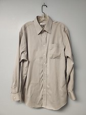 ENRO Mens 16.5 34 35 Grqy Pin Striped Non Iron Long Sleeve Button Dress Shirt