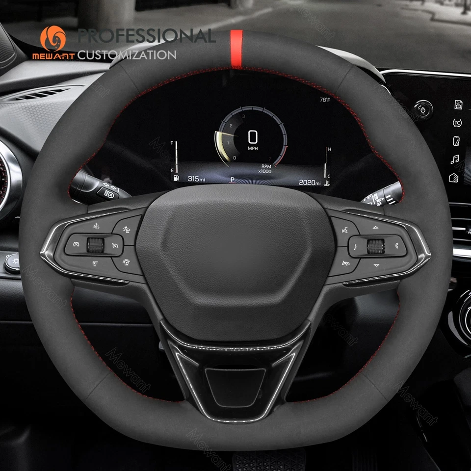 Envoltura de volante de gamuza negra cosida a mano hágalo usted mismo para Chevrolet Trax RS Trailblazer Foto 3 de 4