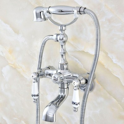 71 White Acrylic Soaking Bathtub Bathroom Shower Chrome Tub