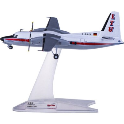 1:200 Herpa LTU International Fokker 27 Passenger Aircraft Diecast Plane Model