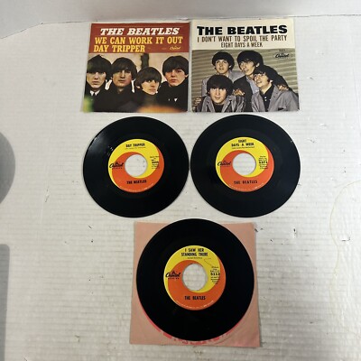 The Beatles Lot Of Three 45 Vinyl Records, Capital, Eight Days, **READ**