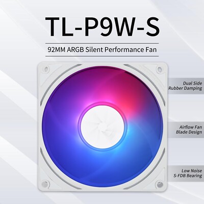 Thermalright TL-P9W-S CPU Fan ARGB PC Case Fan Quiet 4-Pin PWM Computer Fan 9225