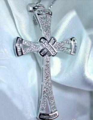 1Ct Round Cut Lab Created Diamond Women's Pendant 14k White Gold Plated Silver