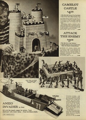 1965 PAPER AD Toy Play Plastic 6'' Soldiers Ideal Anzio Invader Fort Apache 
