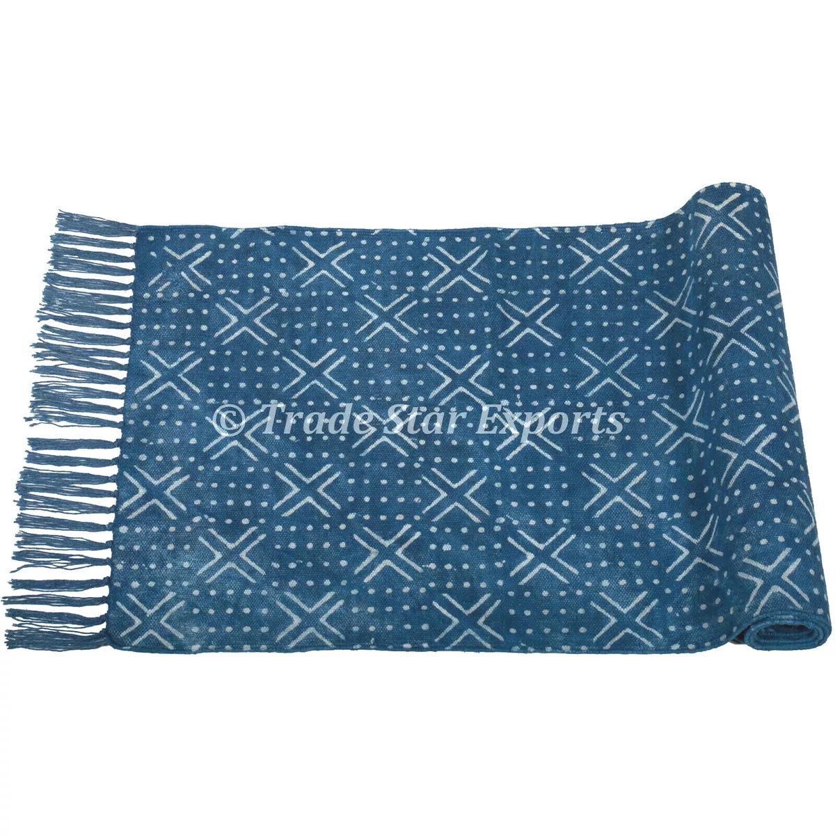 Indigo Mudcloth Yoga Mat Hand Block Print Prayer Mat Handloom Meditation Mat