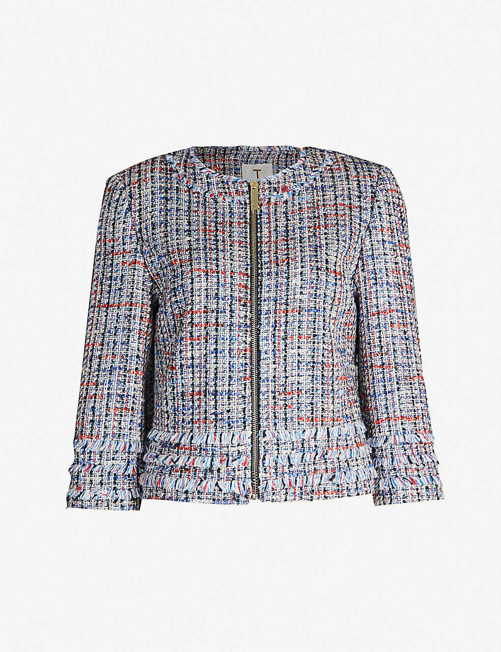 TED BAKER metallic boucle tweed fringe crop smart dressy blazer jacket work 4 14 image 6