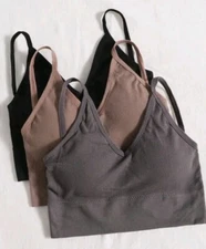 3-pack Solid Rib Bralette Set Multi-Colored Size Small (4) NWOT Free Shipping   
