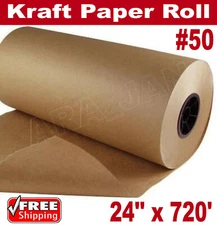 24" x 720' Brown Kraft Paper Roll 50lb Shipping Wrapping Cushioning Void Fill
