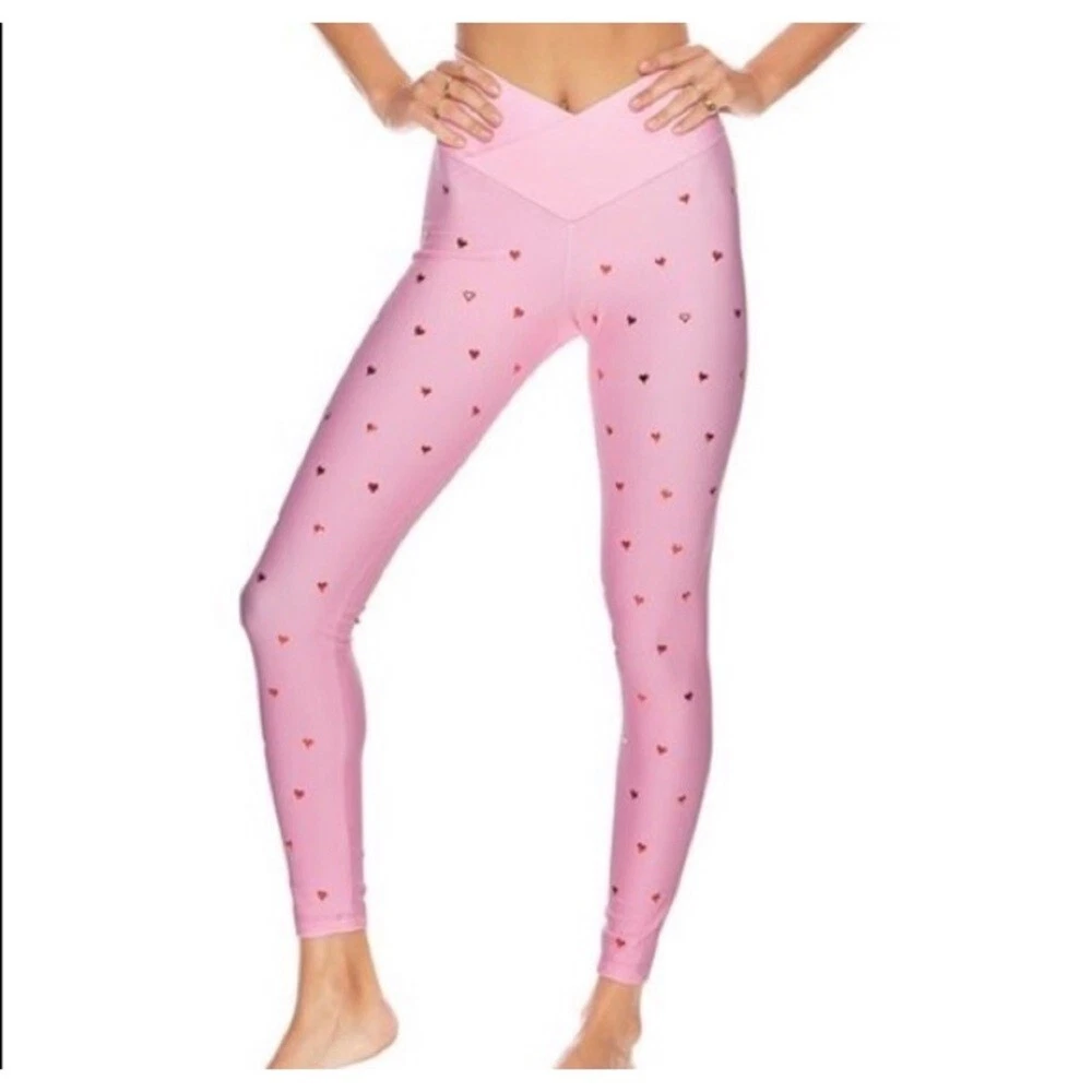 Beach Riot Dotty Legging Metallic Heart Pink Large