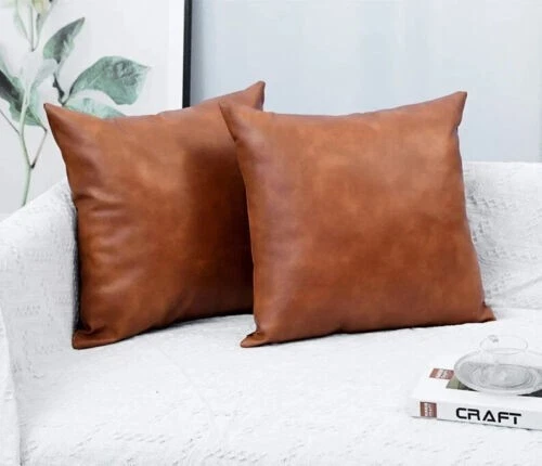 Genuine Leather Pillow Cover Real Leather Soft Cushion Cover Throw Case - Image 4 of 4