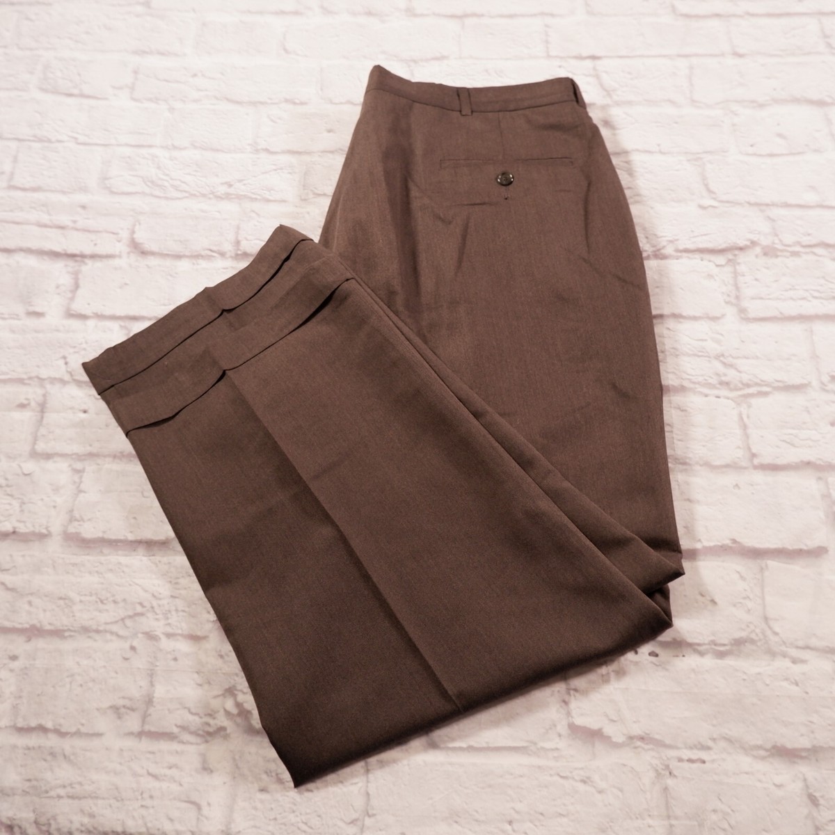 Pantalon Costume Homme Haggar - Taille 38x30 - Olive/marron/vert - Polyester Et Rayonne - État Très Bon