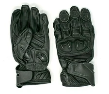 Riparo Motorcycle Racing Gauntlet Genuine Leather Gloves - Black