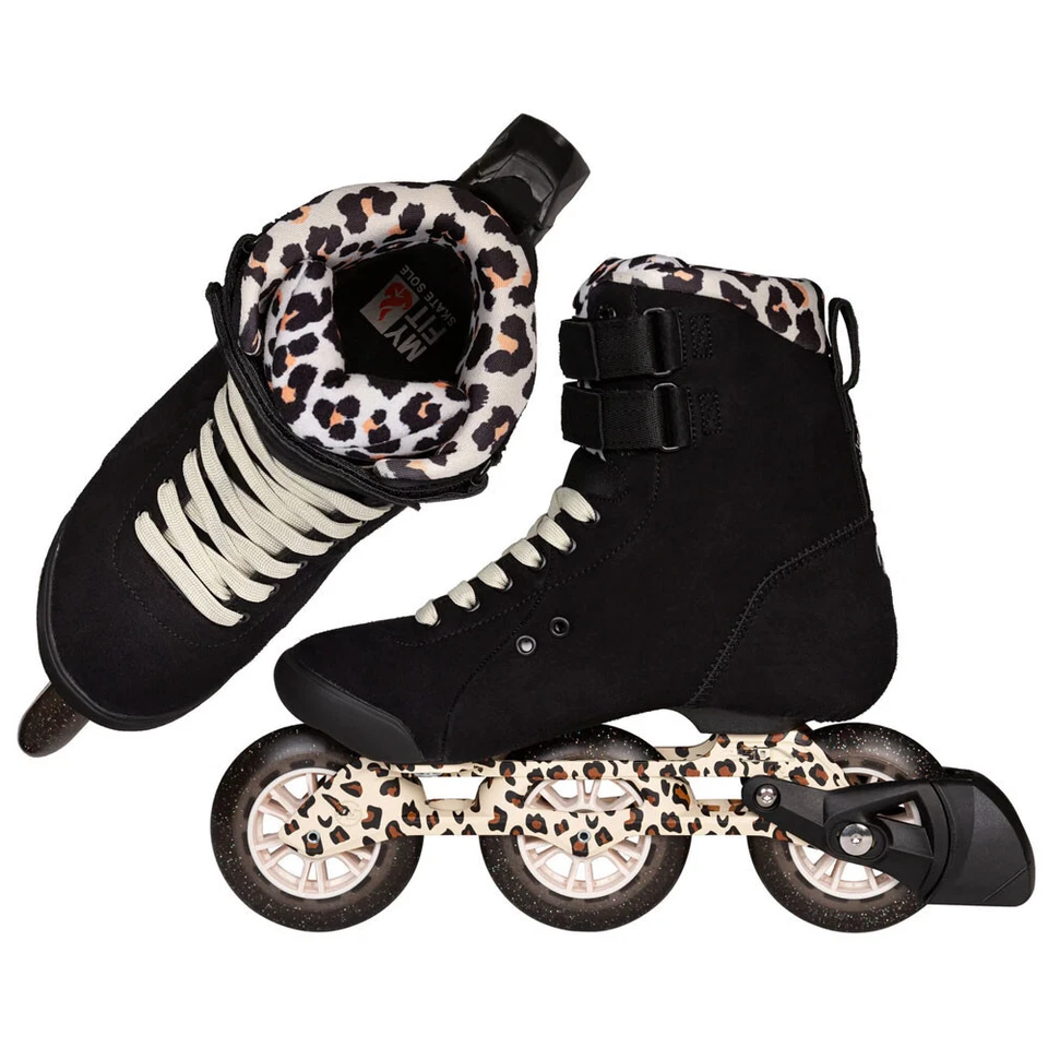 Powerslide Pheme Leo 100 Damen-Inliner Inline-Skates Schwarz Leo Muster NEU - Bild 4 von 4