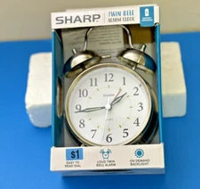 Sharp Twin Bell Alarm Clock W/ Loud Bell, Easy To Read Dial, On Demand Backlight