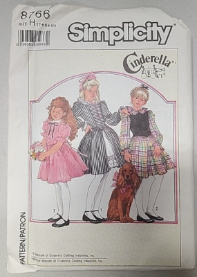 Simplicity Pattern #8766 Cinderella Girls Dress Size H (7+8+10) Uncut 1988