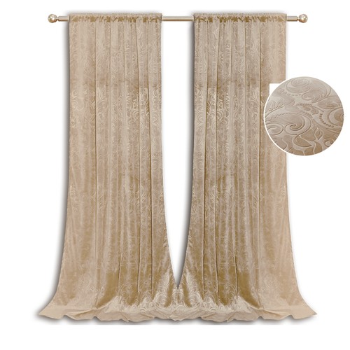 Blackout Luxury Velvet Curtains Ready Made Thick Lined Panels Floral Drapes Pair - Picture 4 of 22