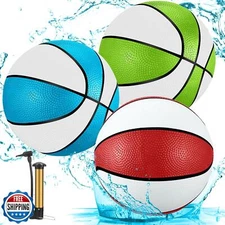 Jenaai 3 Pcs Pool Basketball 9'' Water Basketball Bulk with Pump for Swimming