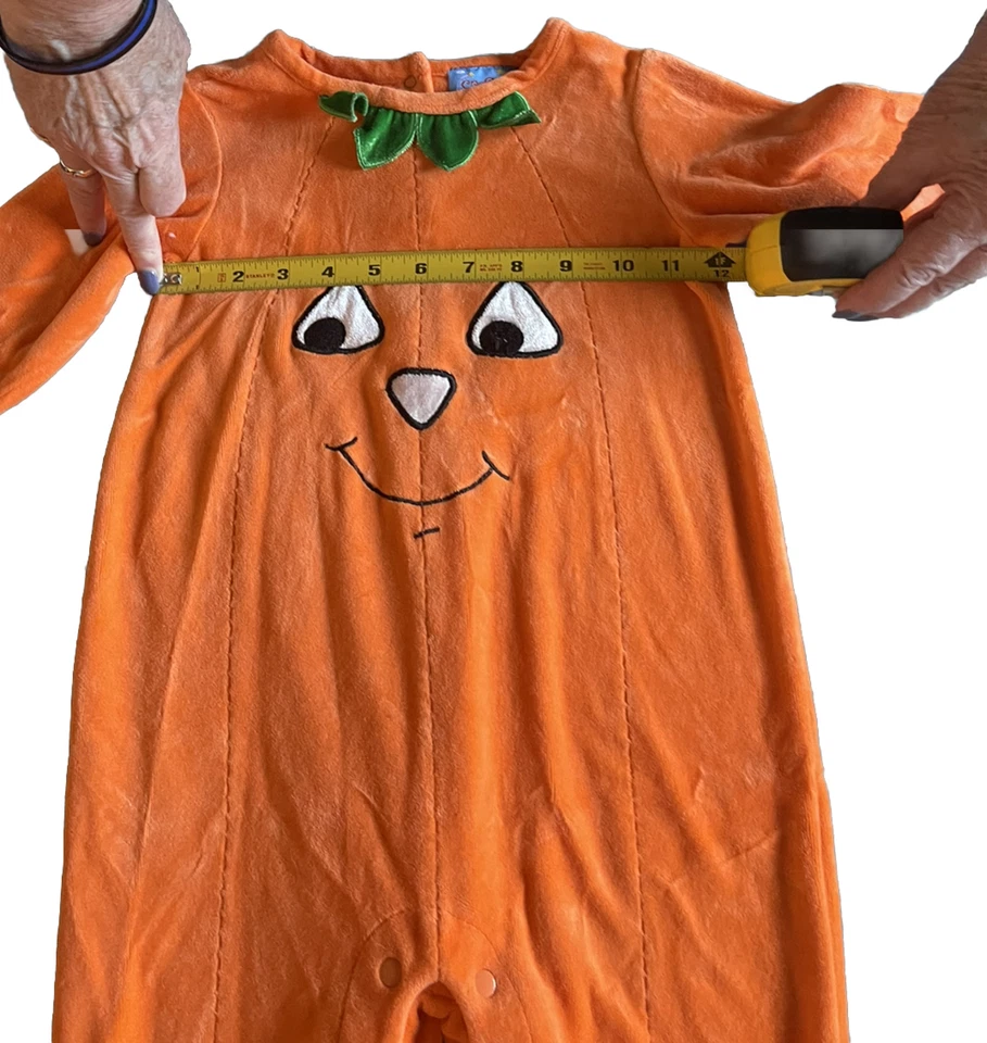 Niña Pequeña Naranja Terciopelo Halloween Calabaza 1 Pieza Conjunto 24 Meses Foto 4 de 4