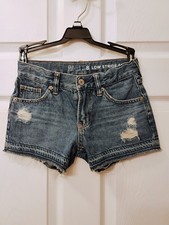 GAP Kids Distressed Denim Shorts Boys Blue 100 Cotton Frayed Hem Size 8