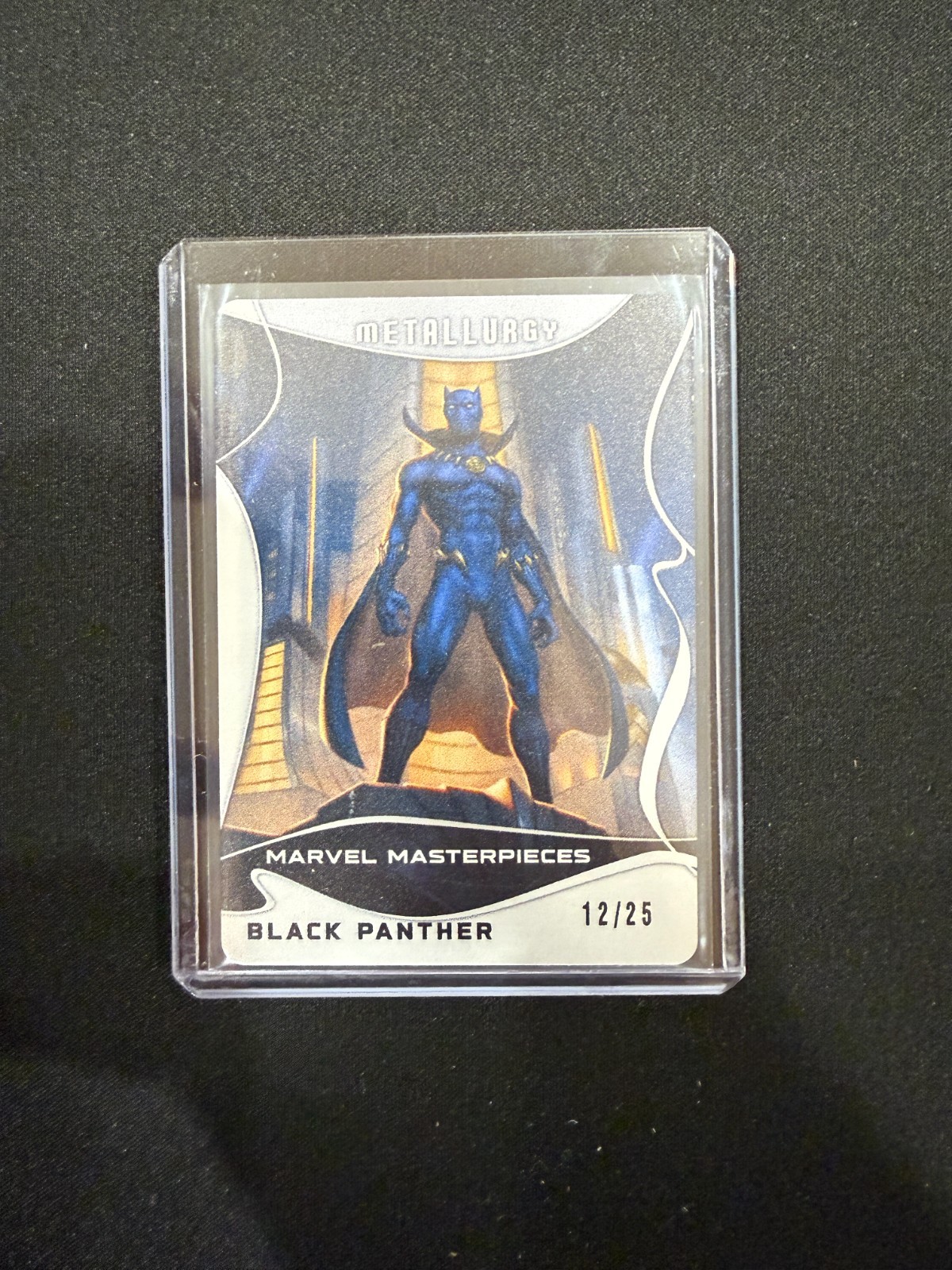 Black Panther #72 Marvel 2023 Masterpieces Metallurgy trading card — raw and PSA graded price guide