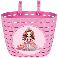 Girls Pink Bike Basket, Cute Bicycle Front Handlebar Basket, Adjustable Plast...