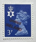 UNITED IRELAND Irish Political Slogan Red Overprint Northern Ireland 18p Stamp