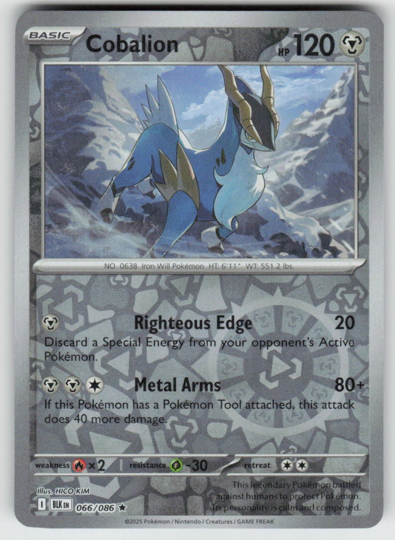 Cobalion 066/086 Holo Rare Black Bolt Pokemon Reverse Holo Near Mint