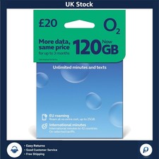 Effortless O2 Prepaid SIM for UK &  | 120GB Data with International Calls
