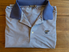 Peter Millar Summer Comfort Polo Shirt Men's XXL Blue Striped Golf Elephant Logo