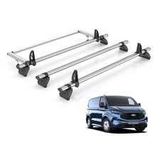 Ford Transit Custom Roof Rack for 2024+ H1 Roof 3x Bars Rhino Steel