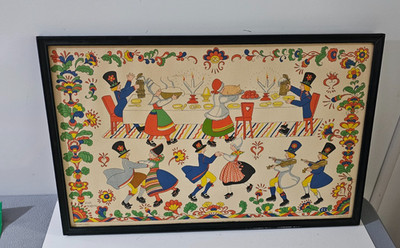Vintage Original Aina Stenberg Framed Print no. 4702 - Swedish Party
