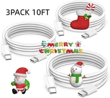 3-Pack 10FT 60W USB-C to USB-C Fast Charging Cable for iPhone 15 16 17 Pro Max