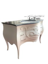 Mobile bagno Luigi XV bianco marmo nero bombato barocco moderno Mi01