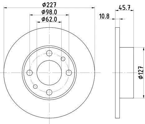 Juego de discos de freno delanteros y traseros Hella 50905 para ZASTAVA YUGO 55 OEM Foto 4 de 4