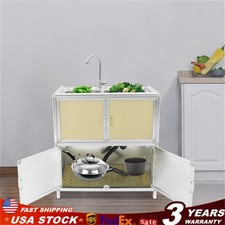 Modern Kitchen Sink Freestanding Sink with Cabinet/Faucet for Home Kitchen New