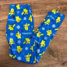 Pok mon Pikachu Winter Baselayer Pants Kids Size M Cuddl Duds Snowflake Print