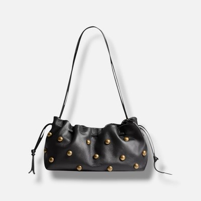 Altuzarra Women's Black Leather Studded Magnetic Drawstring Clutch Bag