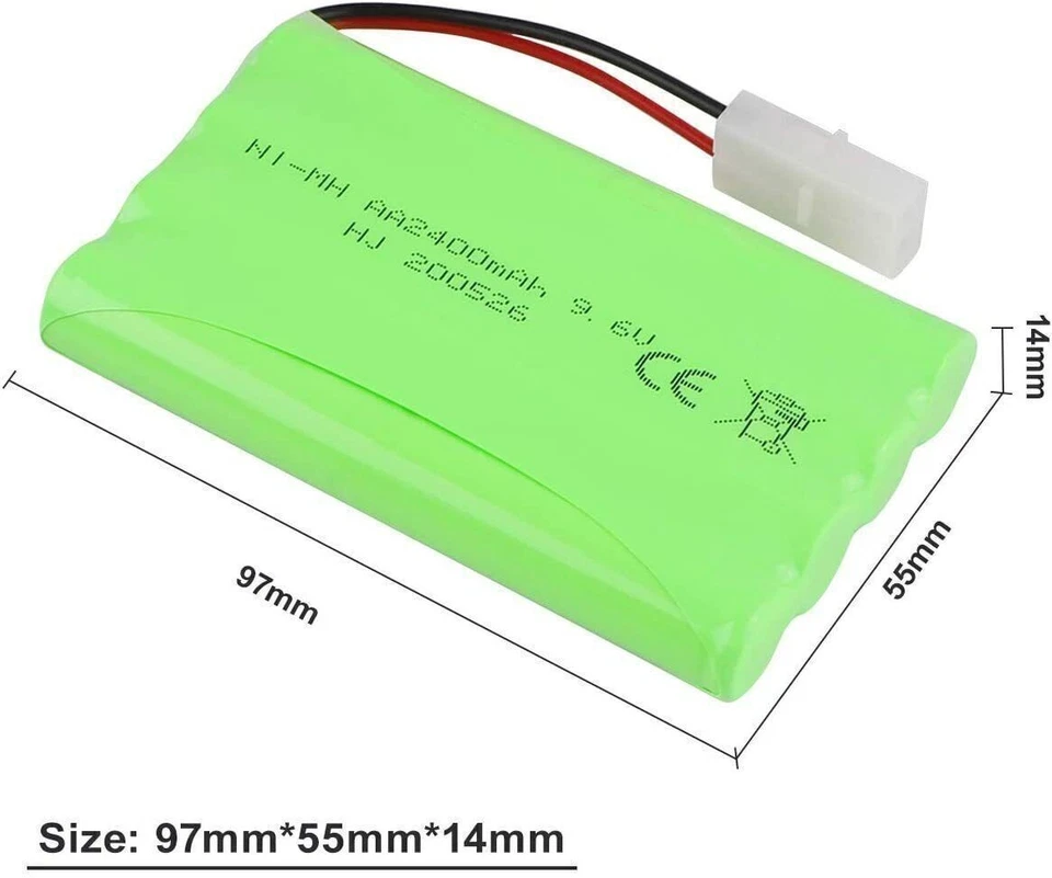 2Pcs 9.6V 2400mAh Rechargeable Battery For RC Car Boat w/ Tamiya Plug + Charger - Image 3 of 4
