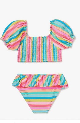 Flapdoodles Girls Two-Piece UPF 50+ Sun Protection Full Coverage Swimsuits Sz 4
