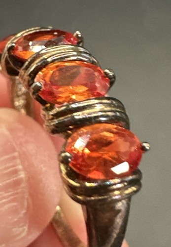 Costume Jewelry Orange Stones Ring Size 9 - Picture 4 of 12