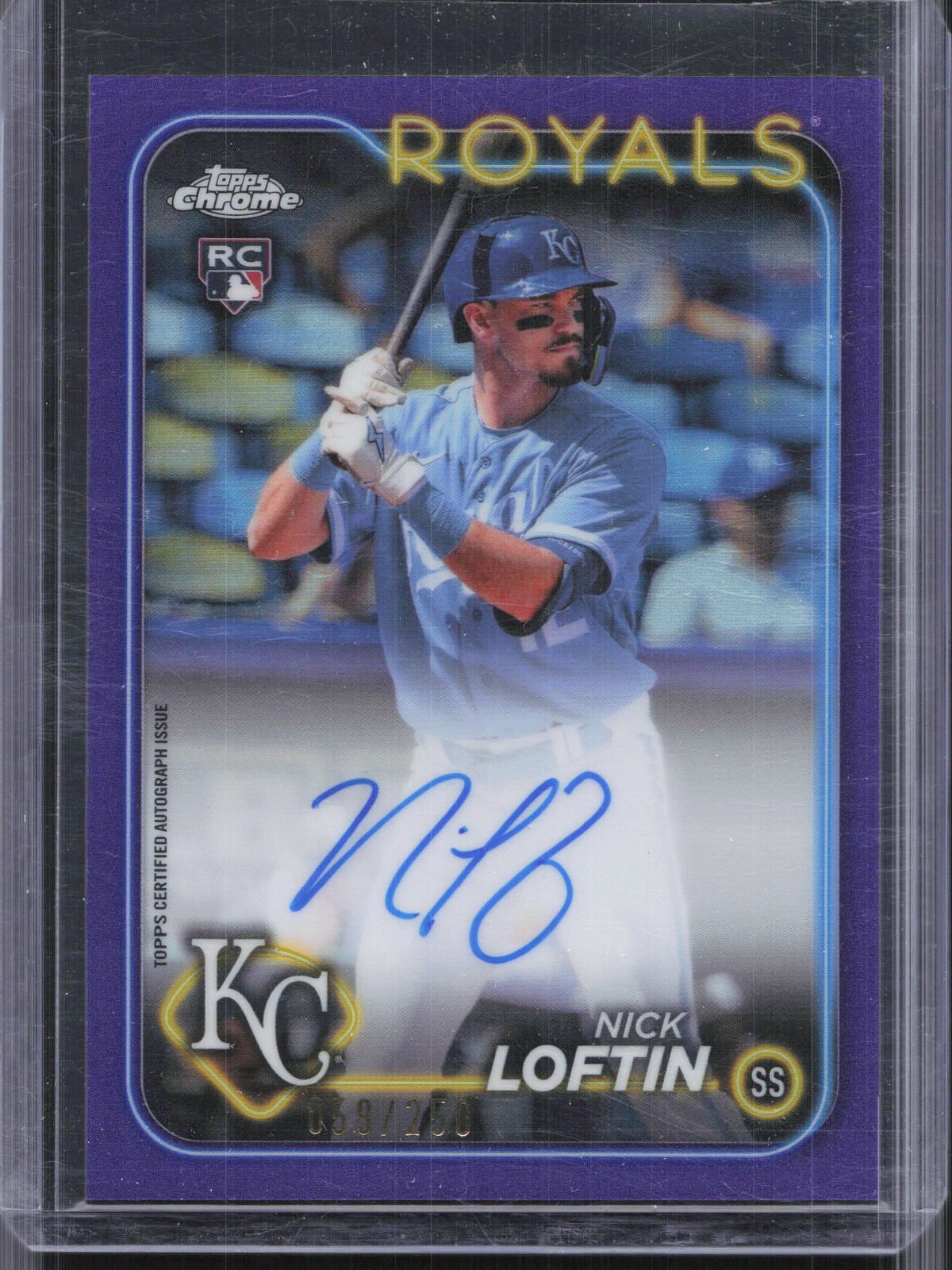 2024 Topps Chrome #RA-NL Nick Loftin Rookie Autographs Purple Refractor #/250