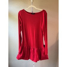 Lulus Red Long Sleeve Ruffle Peplum Dress Size L New With Tags