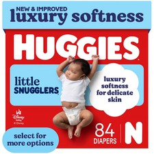 Huggies Little Snugglers Baby Diapers, Size Newborn up to 10 lbs , 84 Count Se
