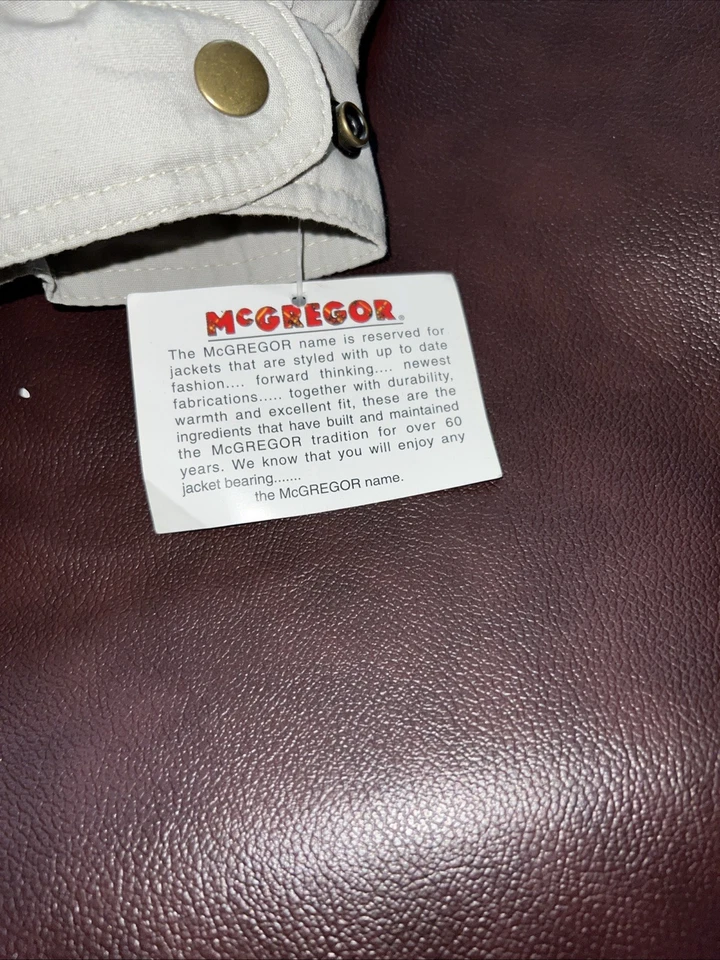 Chaqueta Mcgregor de Colección Nueva con Etiquetas Para Hombres S Beige Acolchada Aislada Abrigo Bombardero Pesado Foto 3 de 4