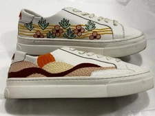 SOLUDOS Pura Vida MULTICOLOR Platform Leather Embroidery Sneaker Tennis Shoes 8M