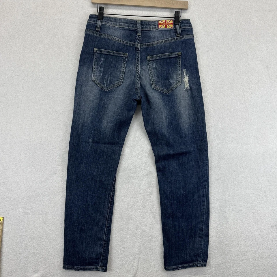 Machine Jeans Womens 28 Blue Distressed Denim Slim Straight Zip Fly DMC-1A6269 - Image 3 of 4